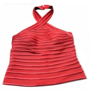 JS SIGNATURE Red Ruched Halter Tank Top